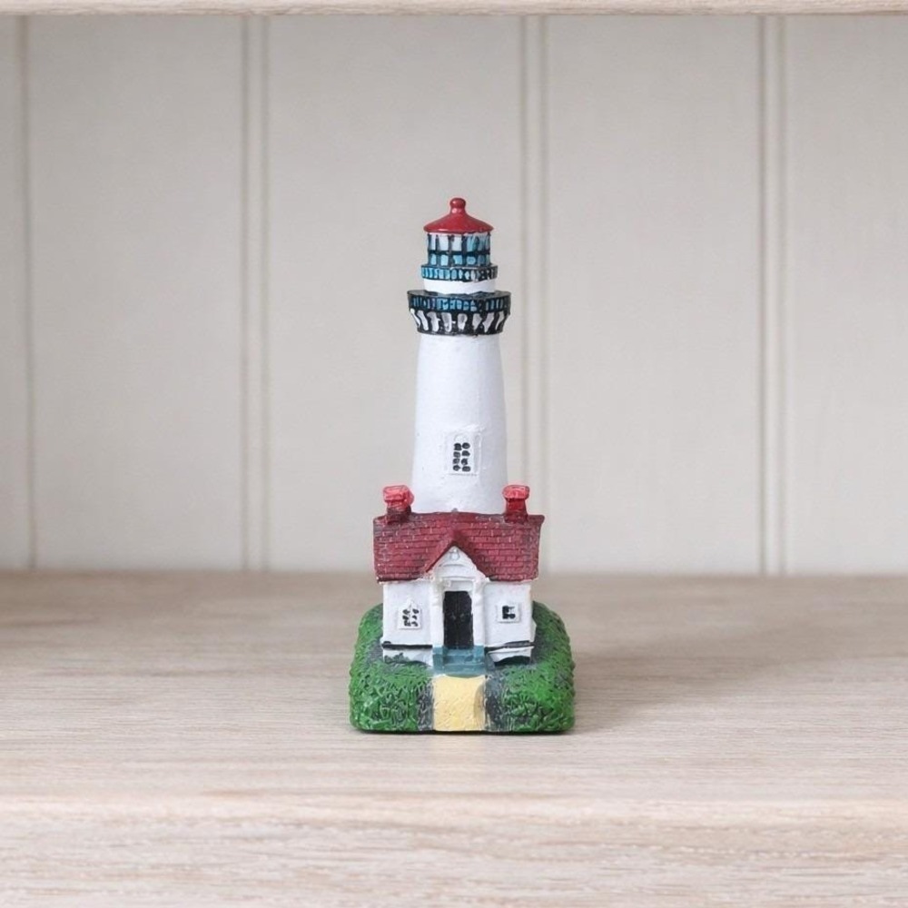 Vintage Mini Lighthouse Figurine Coastal Nautical Decor 4 Inch Resin